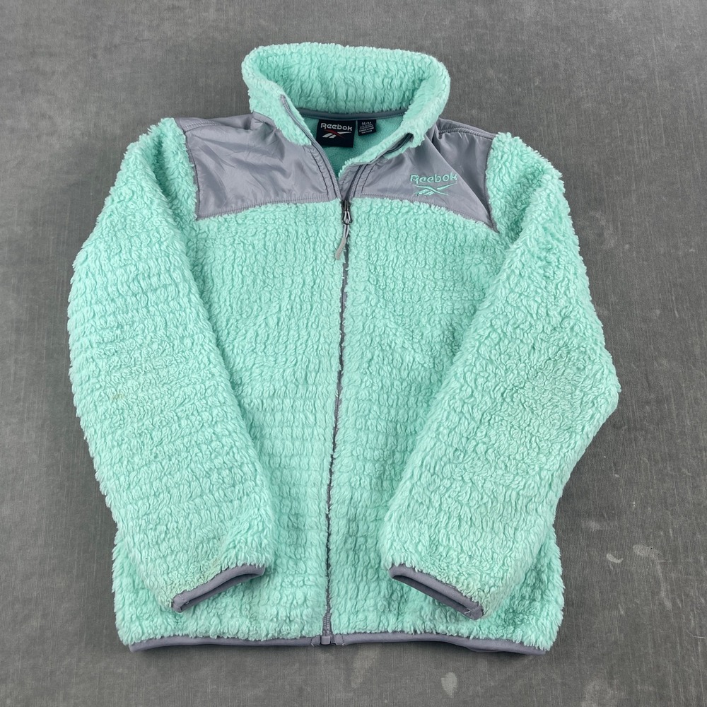Reebok Youth M 10/12 Mint Green Full Zip Fleece Jacket High Pile‎ Sherpa